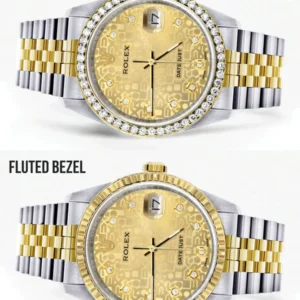 Gold Rolex Datejust Watch 16233 Two Tone for Men | 36Mm | Gold Texture Dial | Jubilee Band