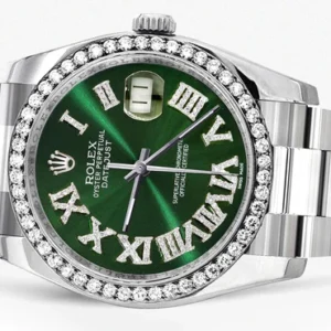 116200 | Rolex Datejust Watch | 36Mm | Green Roman Diamond Dial | Oyster Band