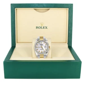 116233 | Diamond Gold Rolex Watch For Men | 36Mm | Mother Of Pearl Dial | Oyster Band