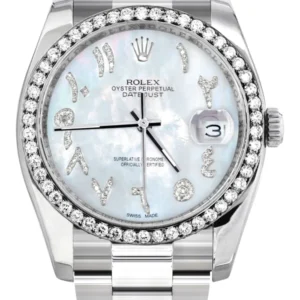 116200 | Rolex Datejust Watch | 36Mm | Mother Of Pearl Arabic Diamond Dial | Oyster Band