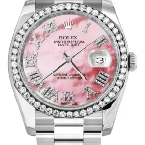 116200 | Rolex Datejust Watch | 36Mm | Pink Mother Of Pearl Roman Dial | Oyster Band