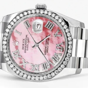 116200 | Rolex Datejust Watch | 36Mm | Pink Mother Of Pearl Roman Dial | Oyster Band