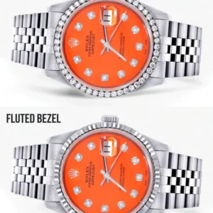 Mens Rolex Datejust Watch 16200 | 36Mm | Orange Dial | Jubilee Band