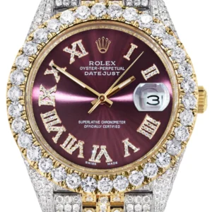 Diamond Iced Out Rolex Datejust 41 | 25 Carats Of Diamonds | Custom Purple Dial | Two Tone | Jubilee Band