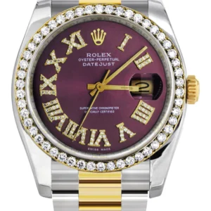 116233 | Gold & Steel Rolex Datejust Watch | 36Mm | Purple Roman Diamond Dial | Oyster Band