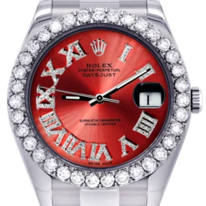 Rolex Datejust II Watch | 41 MM | Custom Red Roman Dial | Oyster Band