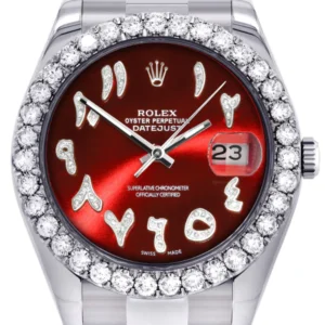 Rolex Datejust II Watch | 41 MM | Custom Red Arabic Dial | Oyster Band