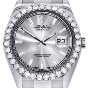 Rolex Datejust II Watch | 41 MM | Custom Silver Diamond Dial | Oyster Band