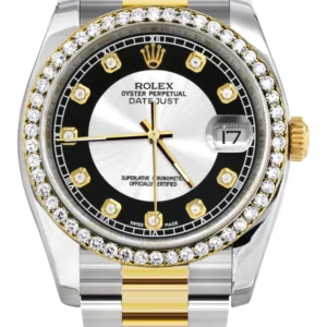 116233 | Diamond Gold Rolex Watch For Men | 36Mm | Tuxedo Dial | Oyster Band