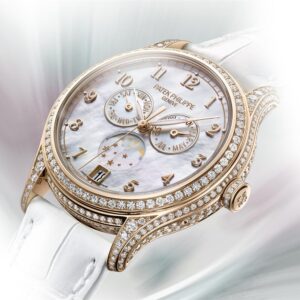 Buy Patek Philippe 4948R-001 Complications Annual Calendar Moon Phases White MOP Dial 38mm Diamond Bezel