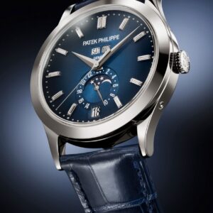 Buy Patek Philippe 5396G-017 Complications Annual Calendar Moon Phases White Gold Blue Baguette Diamond Dial